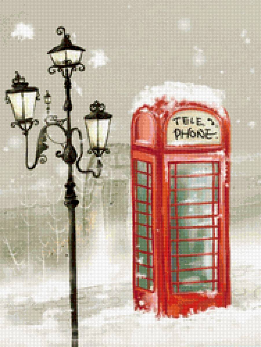 Англлия - фонарь, европа, будка, снег, лондон, зима - предпросмотр