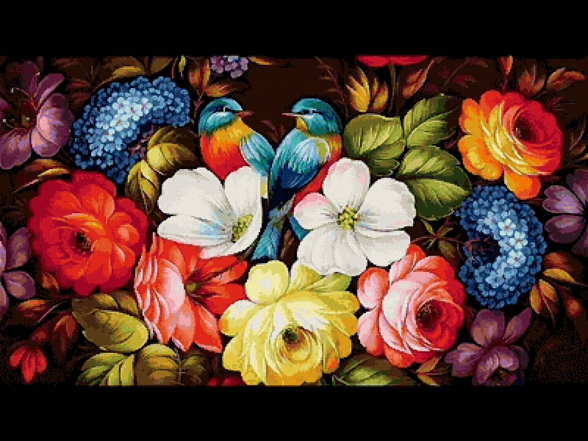 №2610613 - цветы, жостово, птицы - предпросмотр