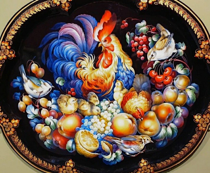 №2610661 - птицы, фрукты, жостово - оригинал