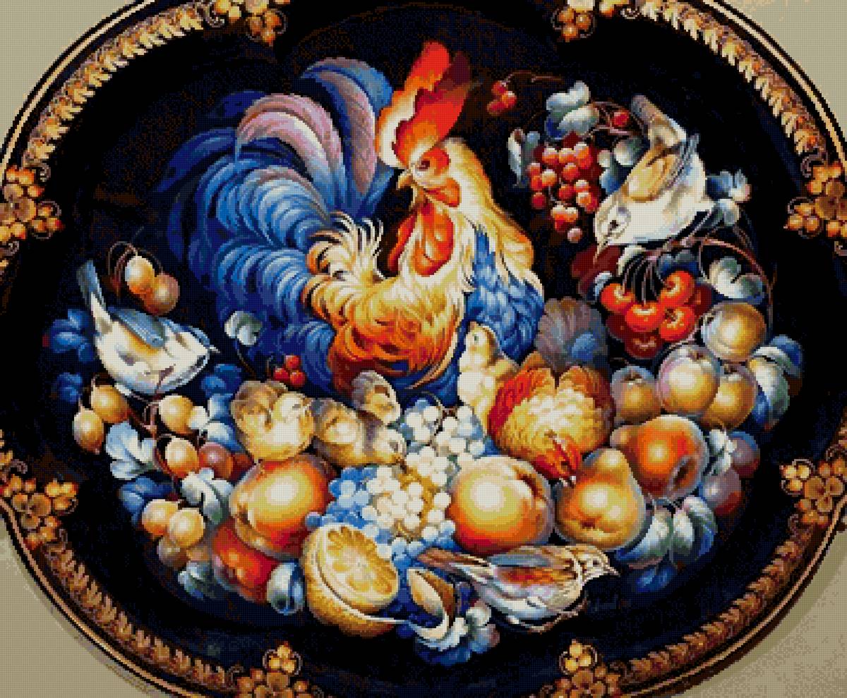 №2610661 - жостово, птицы, фрукты - предпросмотр