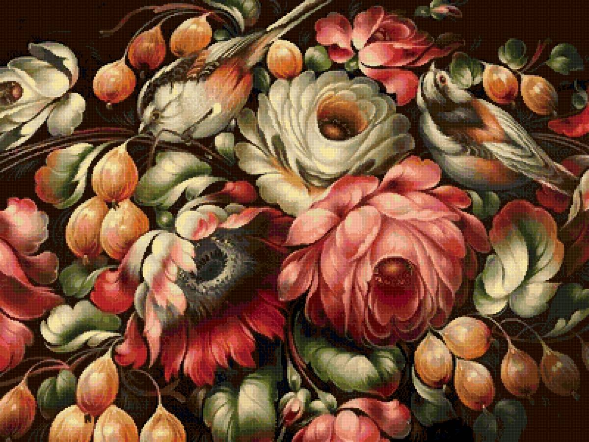 №2610988 - жостово, цветы, птицы - предпросмотр