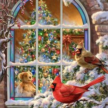 Схема вышивки «Птички зима»