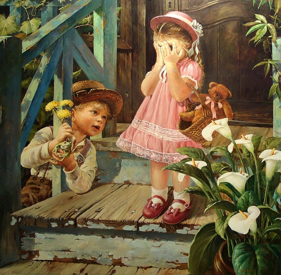 Владислав Леонович. Ухажёр. - мальчик, дети, девочка, детство, деревня - оригинал