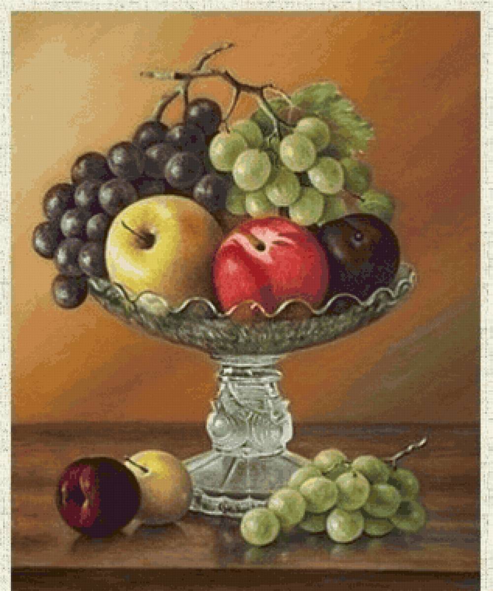 Фаза с фруктами - яблоки, виноград, персик - предпросмотр