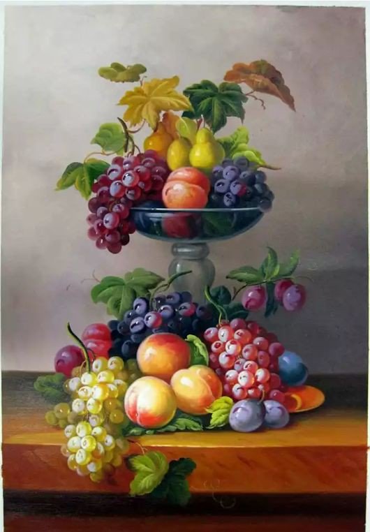 Фрукты - персик, виноград, яблоки - оригинал