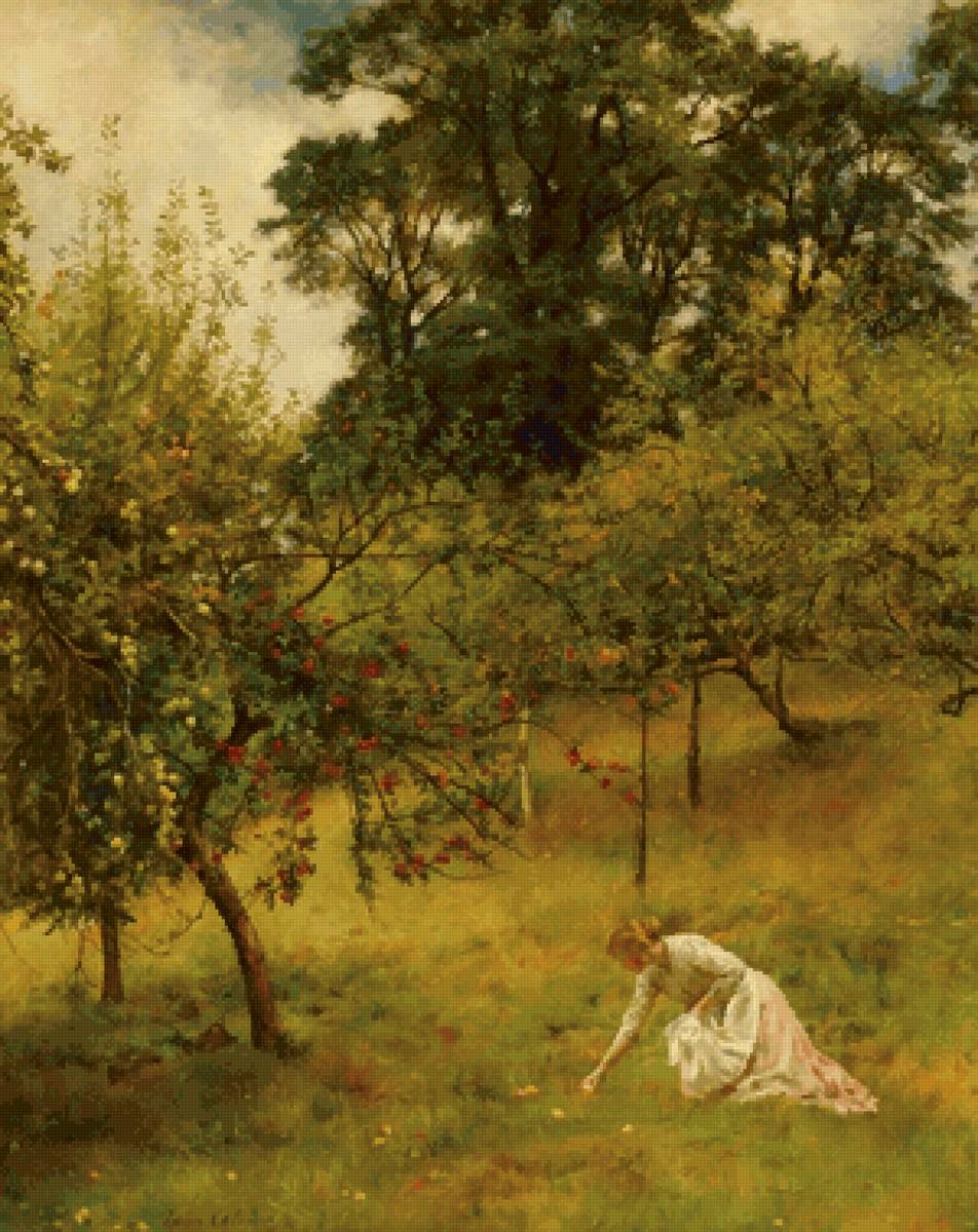 В саду - пейзаж, девушка - предпросмотр