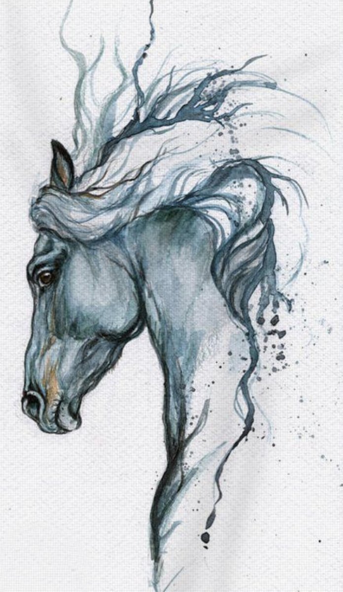 Акварель - рисунок, лошадь, животные - оригинал