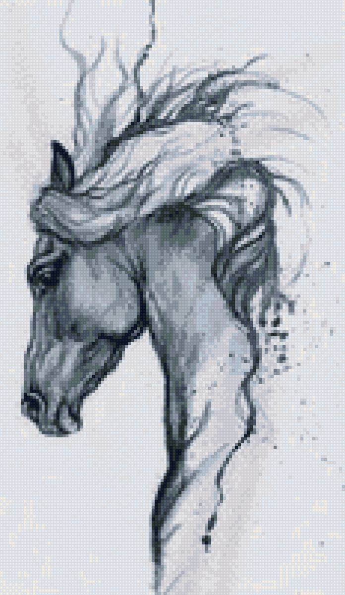Акварель - лошадь, животные, рисунок - предпросмотр