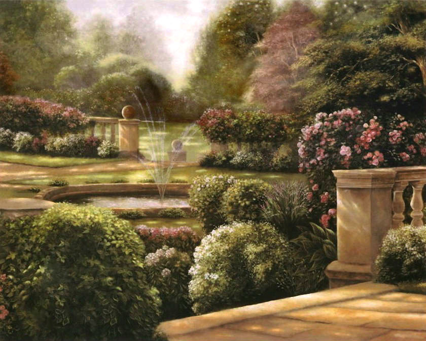 Английский парк - цветы, пейзаж - оригинал