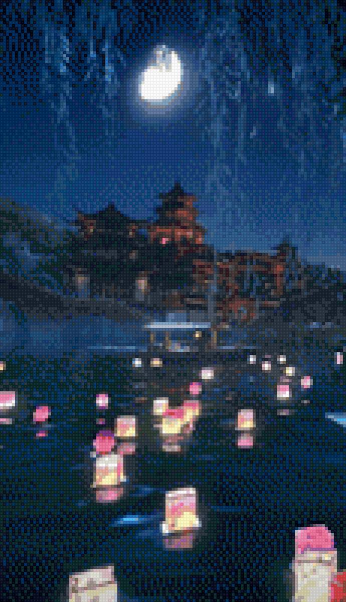 Водные китайские фонарики - пейзаж, китай - предпросмотр