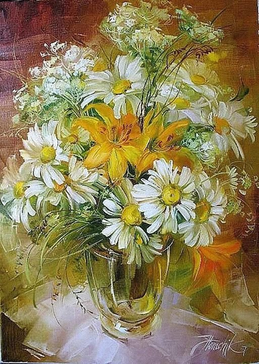 Ромашки. А.Хомчик - цветы, ромашки, живопись, букет - оригинал