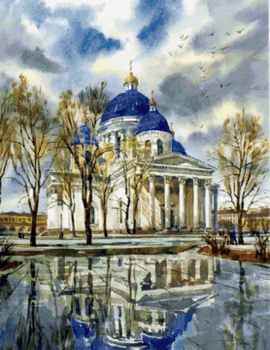 Собор - отражение, весна, город, вода - предпросмотр