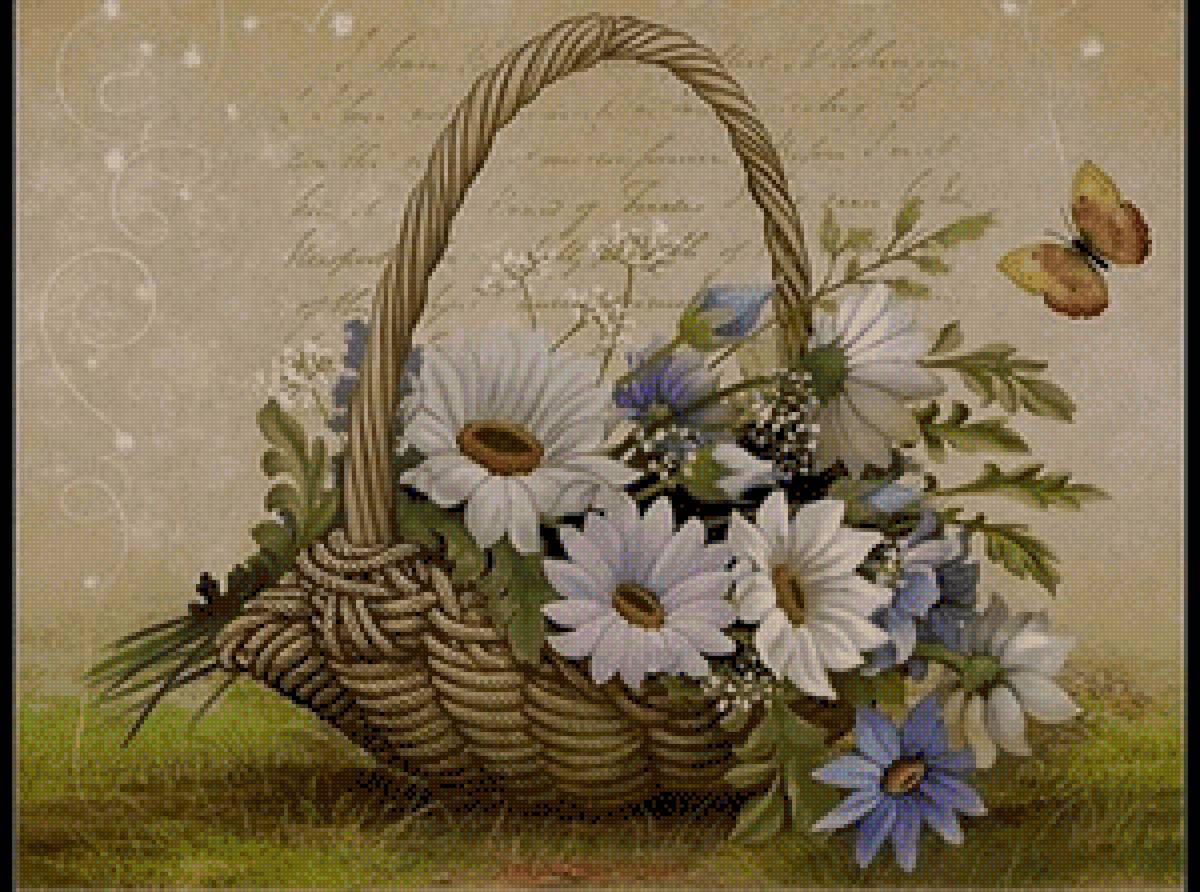 Ромашки, бабочка - ромашки - предпросмотр