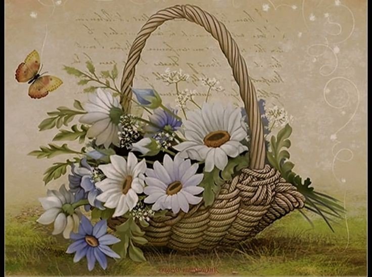 Ромашки, бабочка - ромашки - оригинал