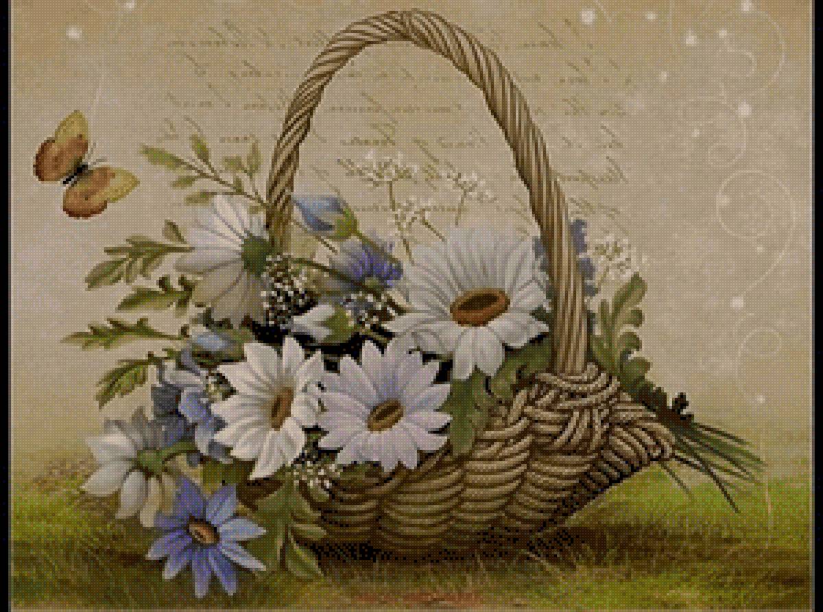 Ромашки, бабочка - ромашки - предпросмотр