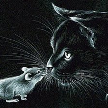 Схема вышивки «Кот и мышь»