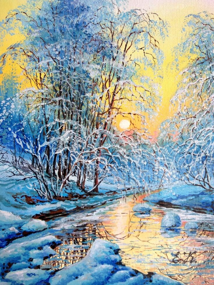 Зимняя сказка - ручей, лес, утро, мороз, зима - оригинал