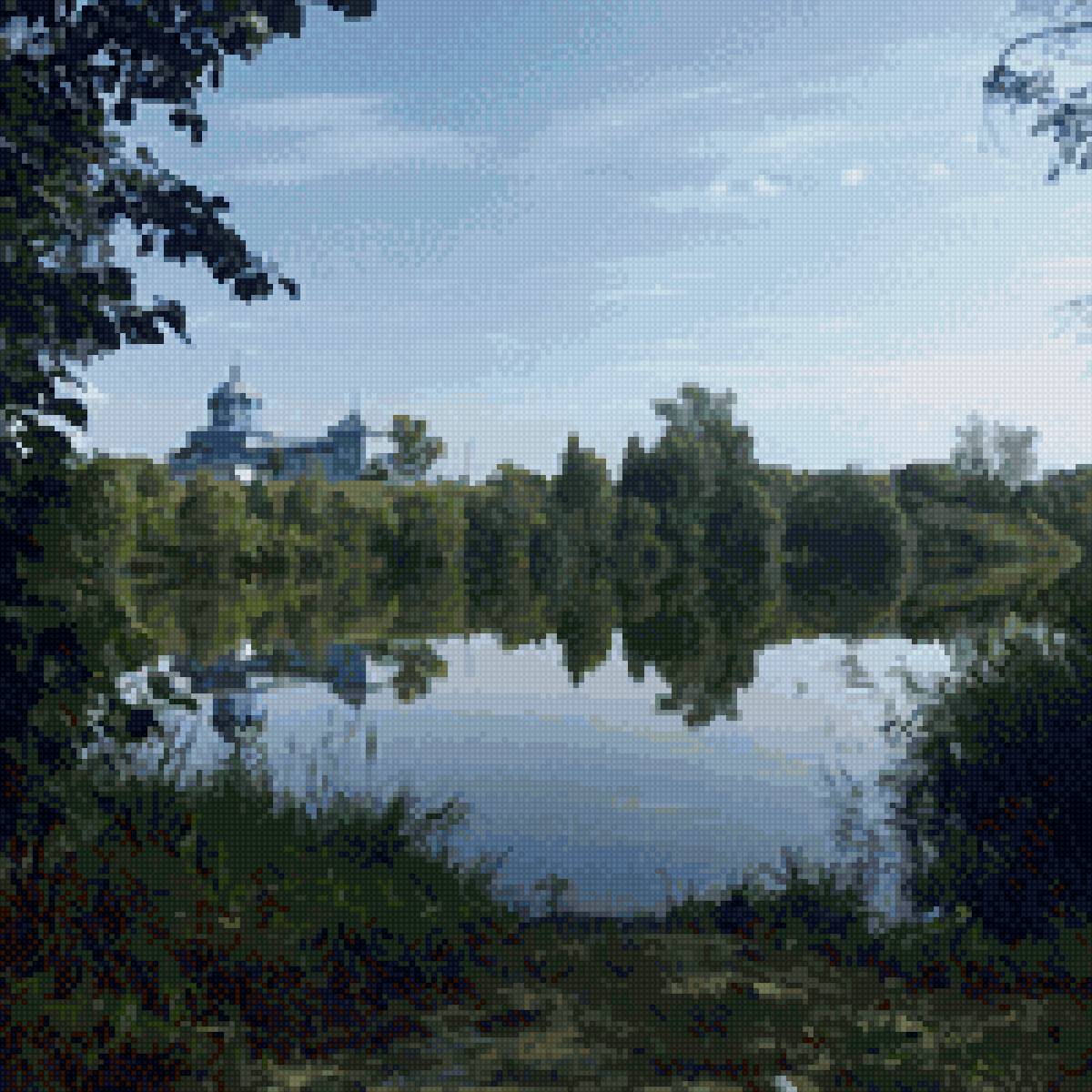 Церковь у реки - церковь, вода, река - предпросмотр