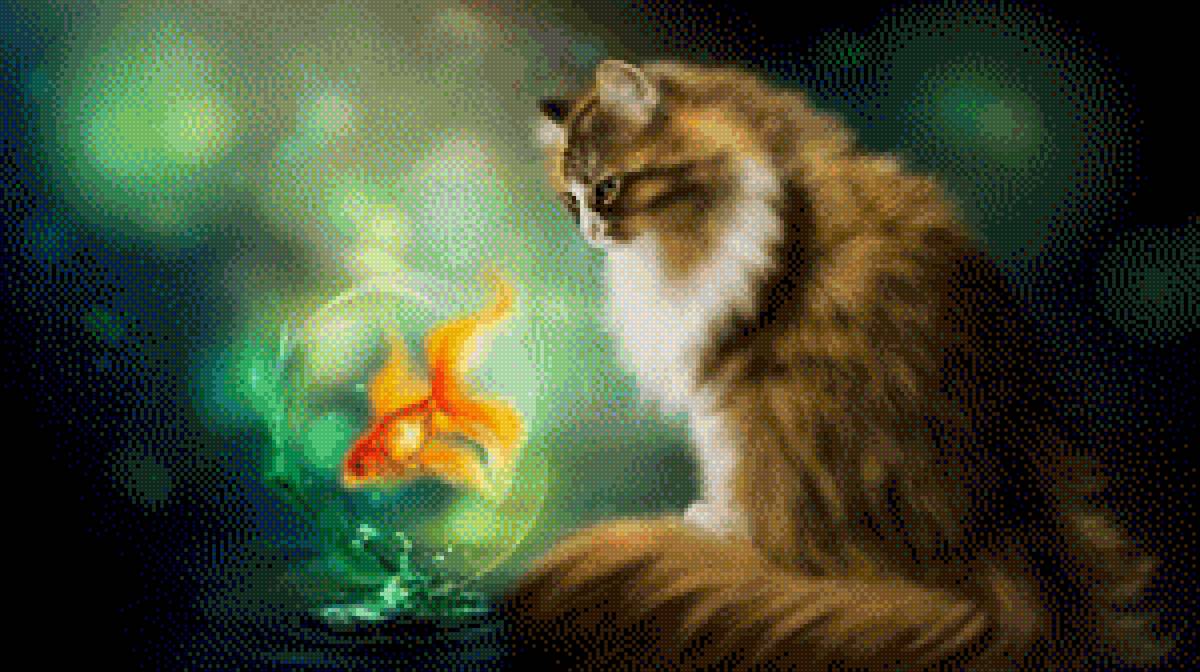 Кот и рыбка - рыбка, кот - предпросмотр