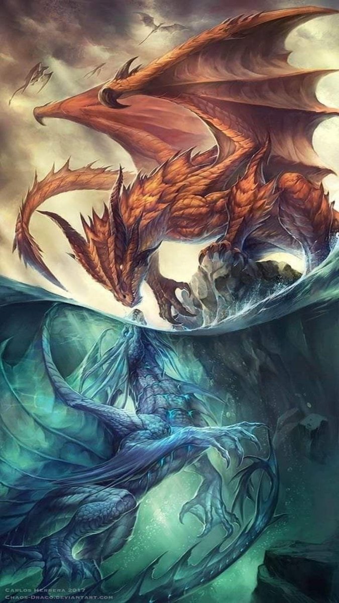 драконы двух стихий - фентази дракон - оригинал