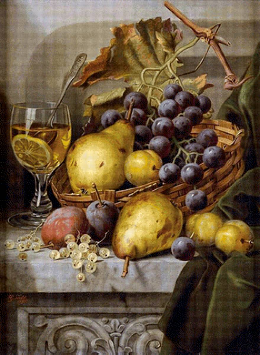 Натюрморт - персик, груши, яблоки, виноград - предпросмотр