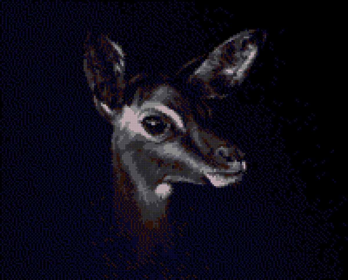 Оленёнок - вышивка, крестик, олень - предпросмотр