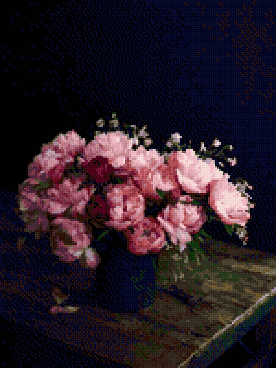 Пионы - вышивка, пионы - предпросмотр