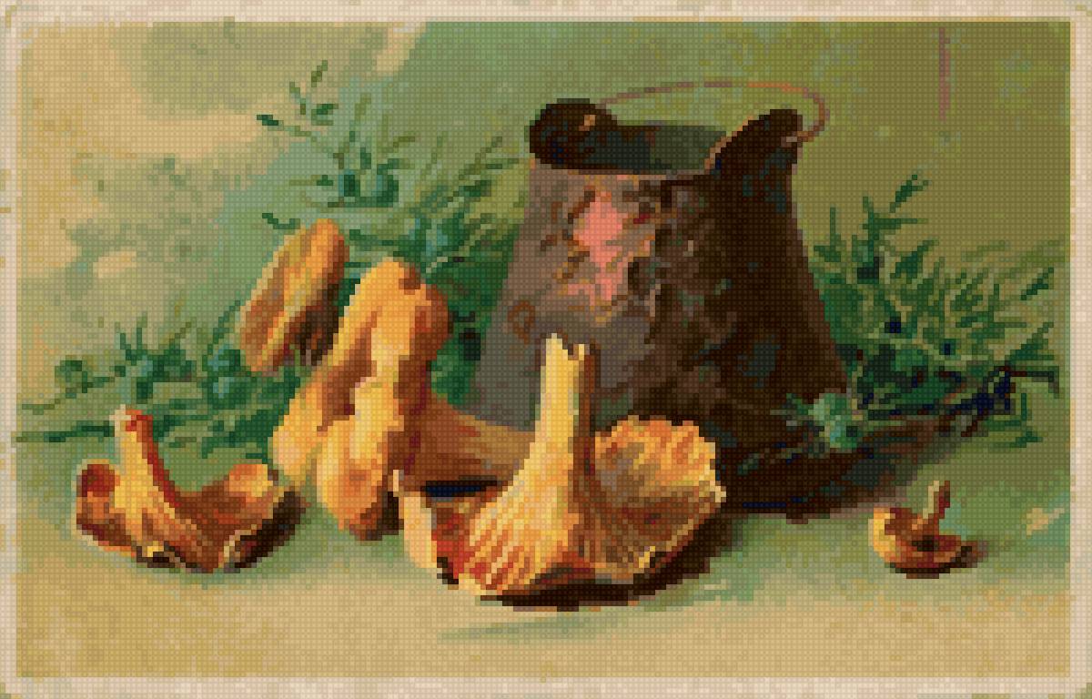 Катарина Кляйн, натюрморт с лисичками (2) - грибы, катарина кляйн, лисички, натюрморт - предпросмотр