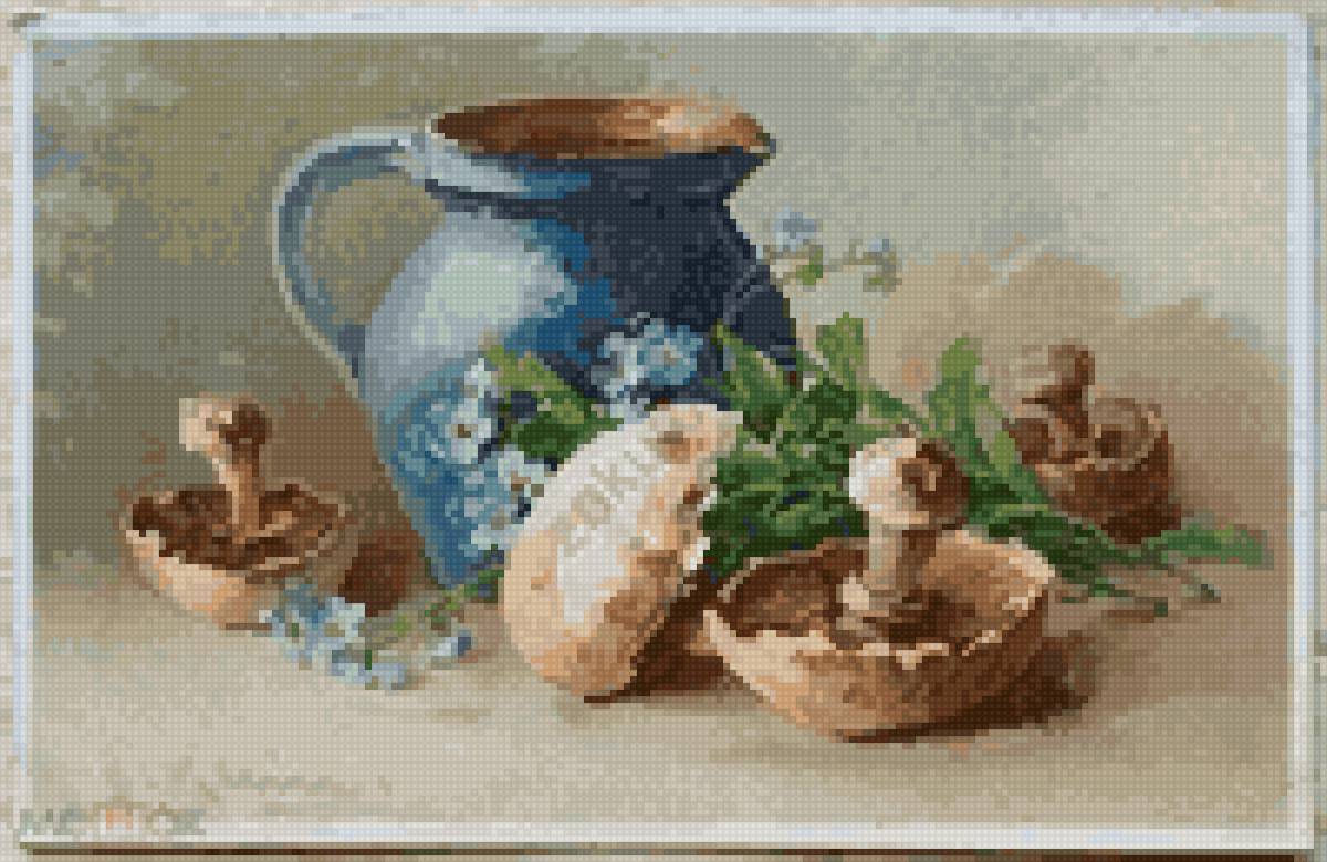 Катарина Кляйн, шампиньоны - грибы, катарина кляйн, натюрморт, шампиньоны - предпросмотр