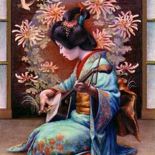 Схема вышивки «Geisha tocando»