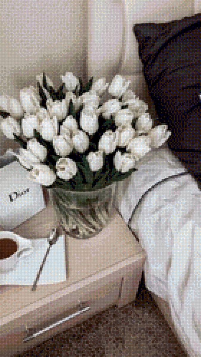 Белые тюльпаны - букет, цветы, тюльпаны - предпросмотр