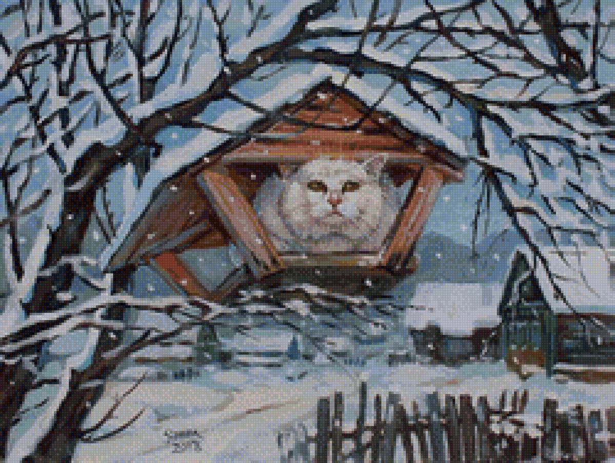 кот - зима, снег, кот - предпросмотр
