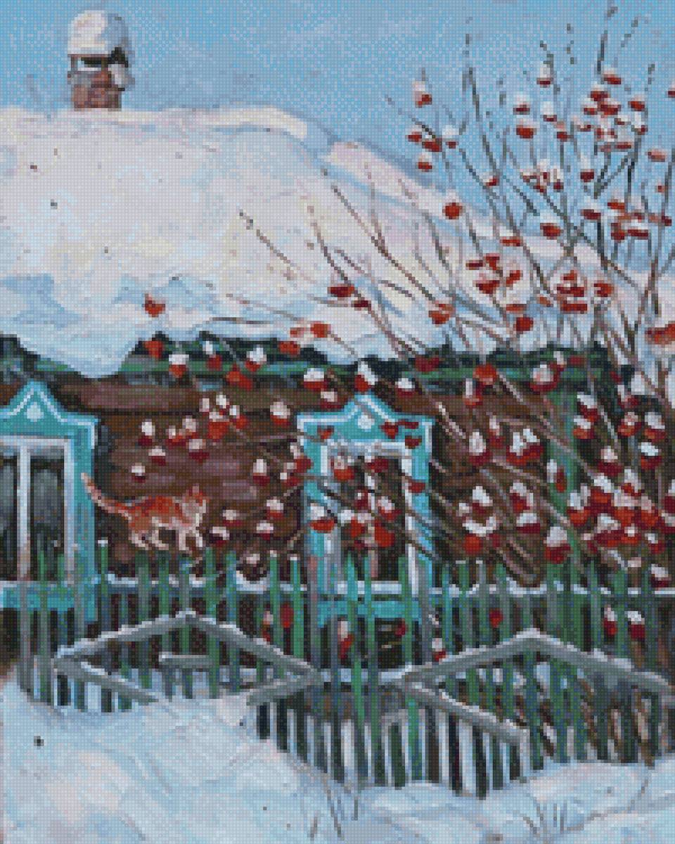 зима - зима, снег, дом - предпросмотр