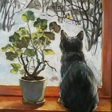 Схема вышивки «кот на окошке»