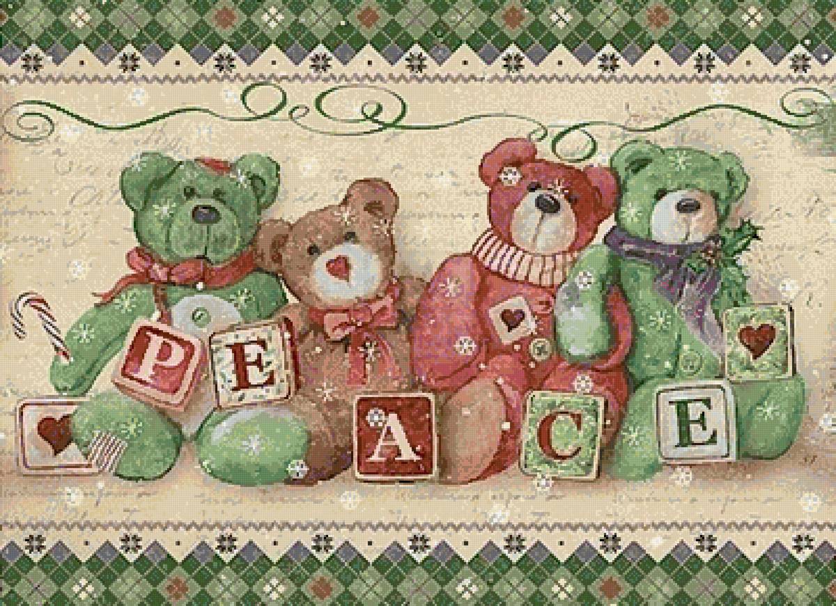 Подушка PEACE - подушка, мишки - предпросмотр