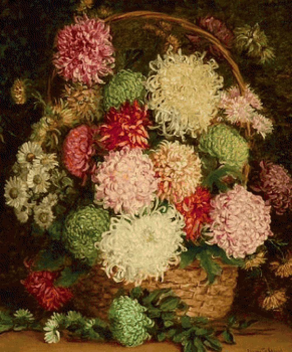 Букет хризантем - букет, хризантемы, живопись - предпросмотр