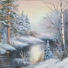 Схема вышивки «Зимняя речка»