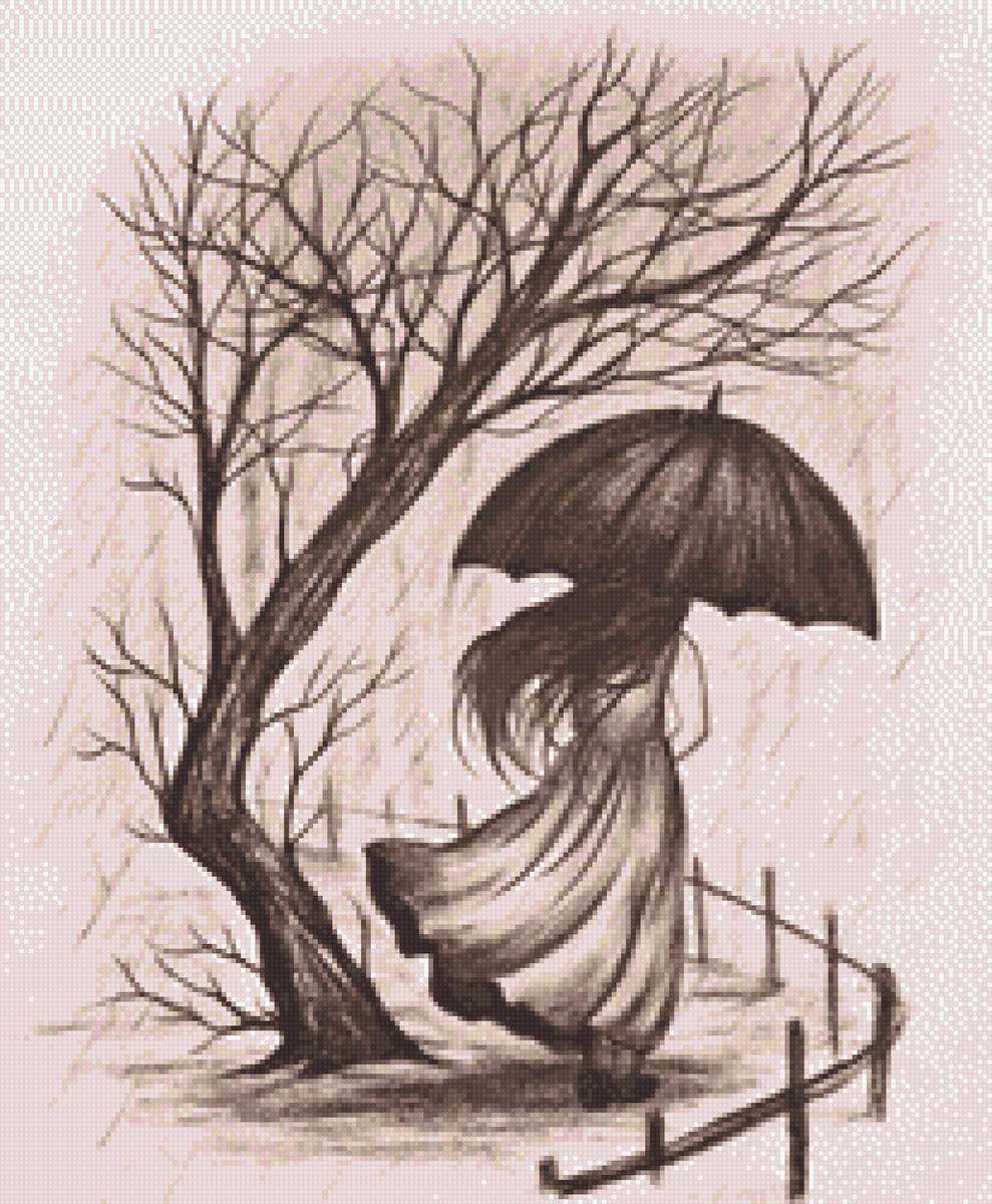 Девушка с зонтиком - девушка, дождь - предпросмотр