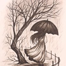 Оригинал схемы вышивки «Девушка с зонтиком» (№2619571)