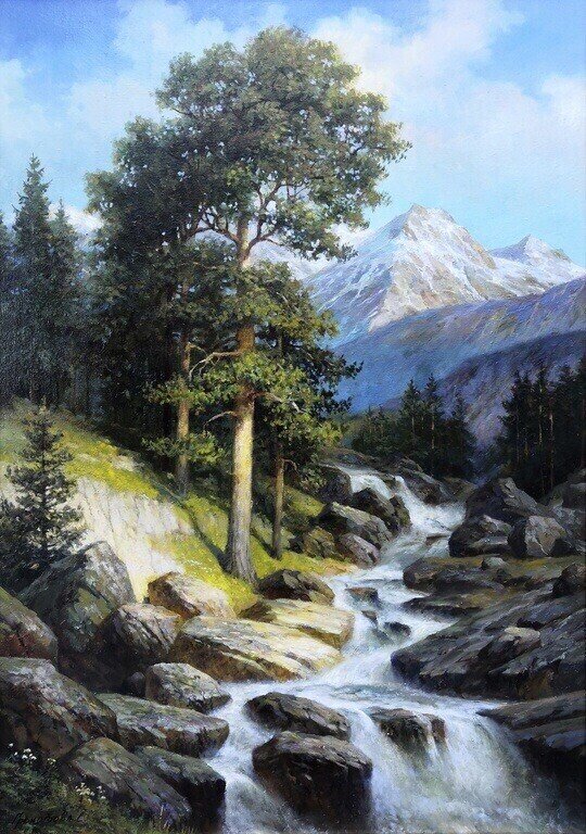 Горная речка - горы, река, природа, лес - оригинал