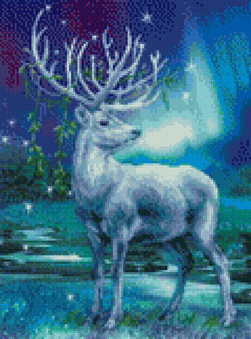 Олень - сияние, зима, олень - предпросмотр