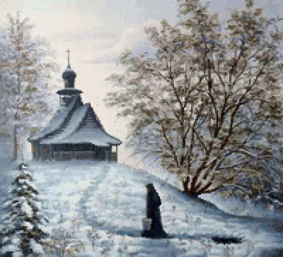 отшельник - зима. монах - предпросмотр