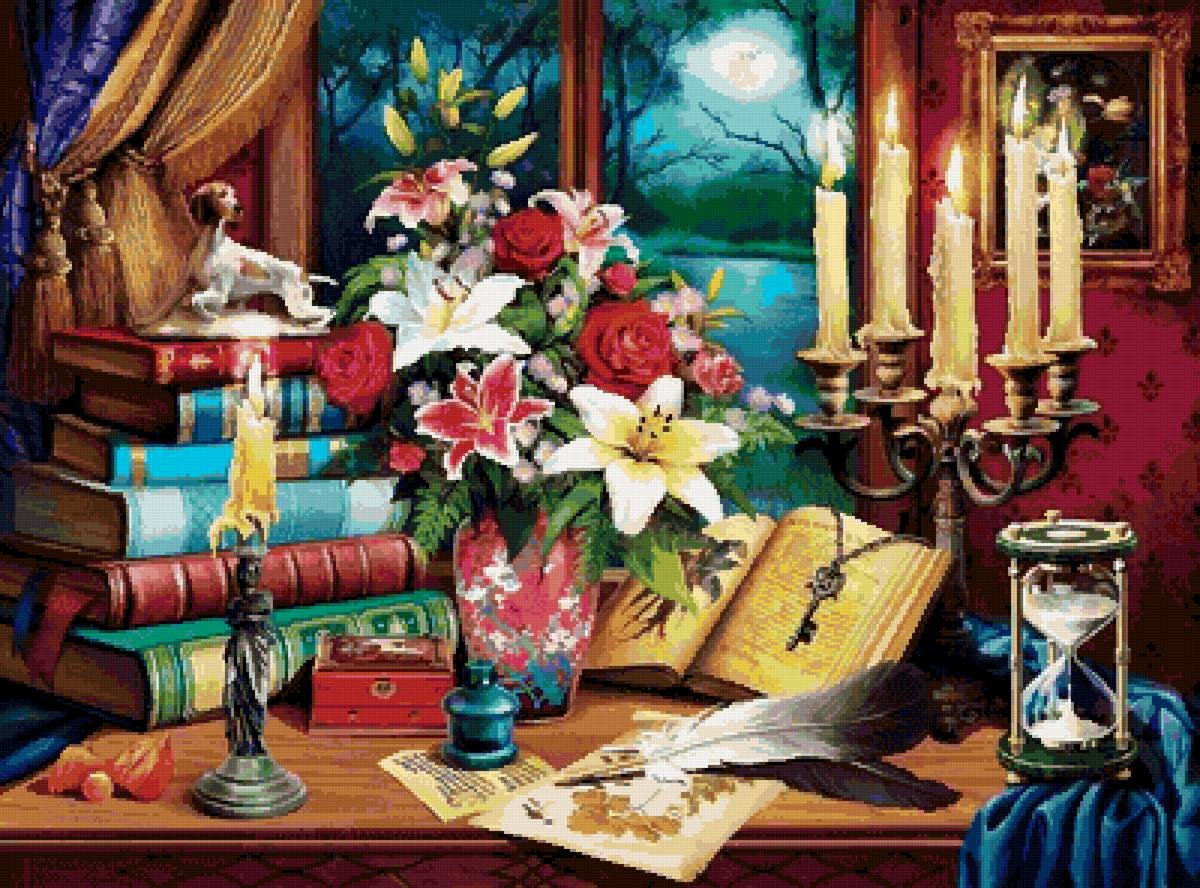 №2622112 - натюрморт, цветы, книги - предпросмотр