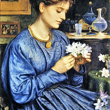 Оригинал схемы вышивки «Девушка в синем платье» (№2624471)