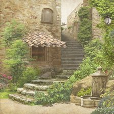 Схема вышивки «старинная лестница у фонтана»