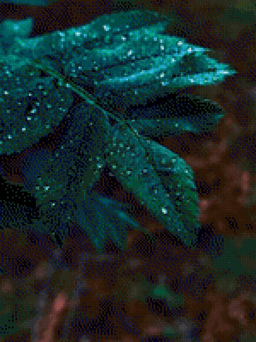 «Умиротворение» - капли дождя, природа, фталевый зеленый - предпросмотр