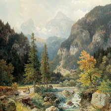 Схема вышивки «осень в горах»