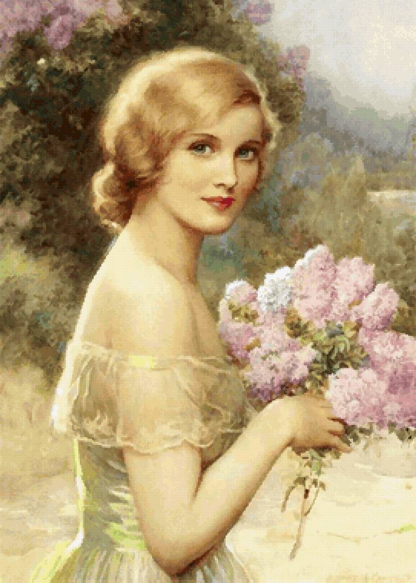 Сирень - девушка, портрет, букет - предпросмотр