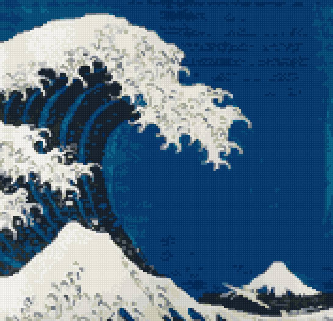 Волна в японском стиле - пена, волна, гора, море - предпросмотр