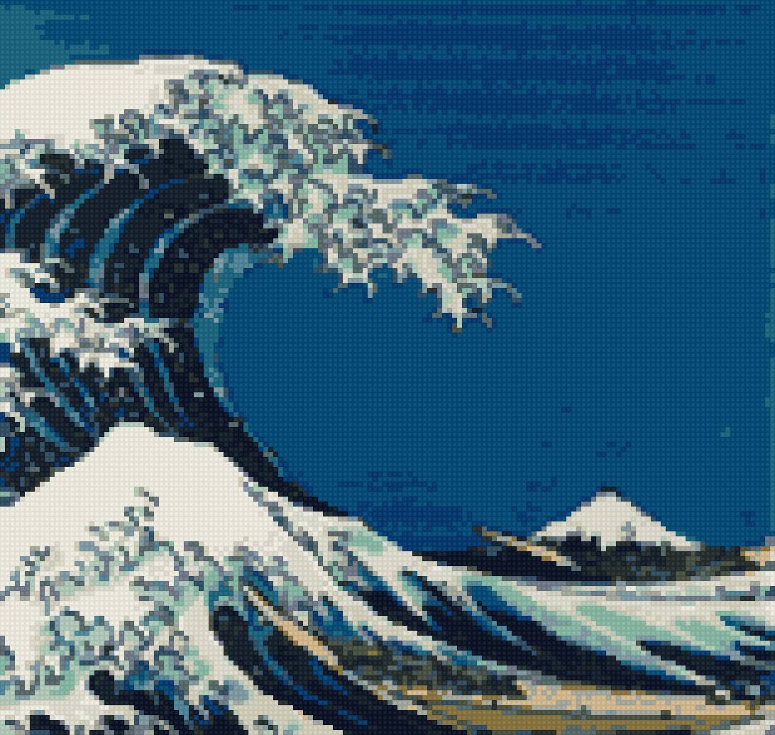 Волна в японском стиле - гора, волна, пена, море - предпросмотр